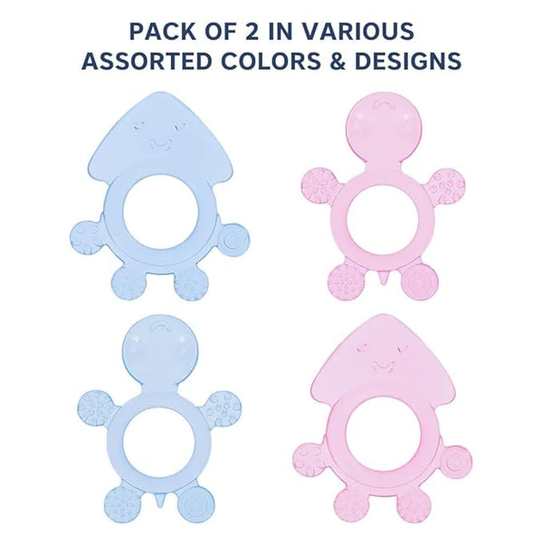 Hopop Easy Grip Silicone Teether for Teething Gums Pack of 2 Assorted