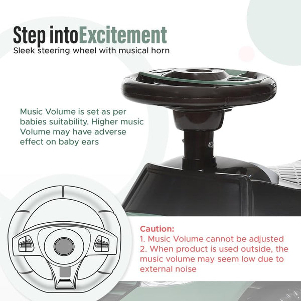 Dash Evok Stylish Manual Ride on Car with Back Rest (1 Years Plus) - Green