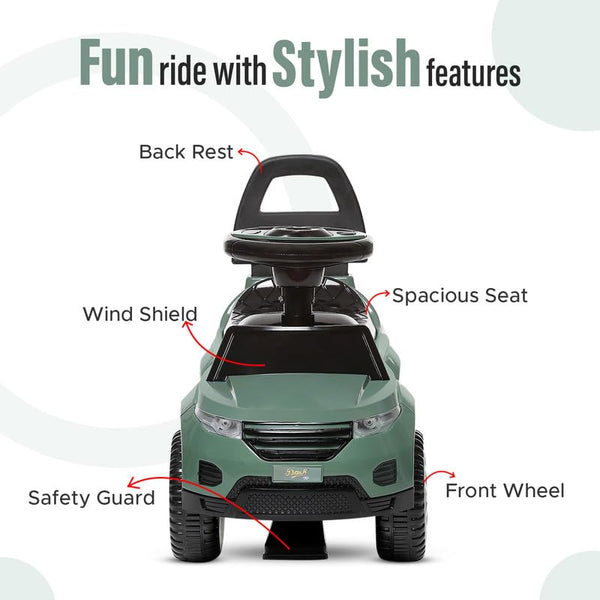 Dash Evok Stylish Manual Ride on Car with Back Rest (1 Years Plus) - Green