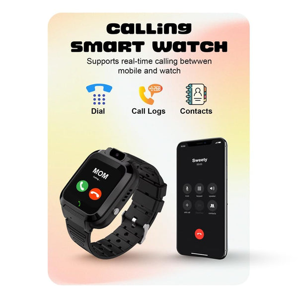 Spiky Basilisk Smartwatch with GPS Location, Camera, SOS Chat & Voice Calling - Black