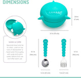 Melii Silicone Bowl with Lid & Utensils- Shark Blue