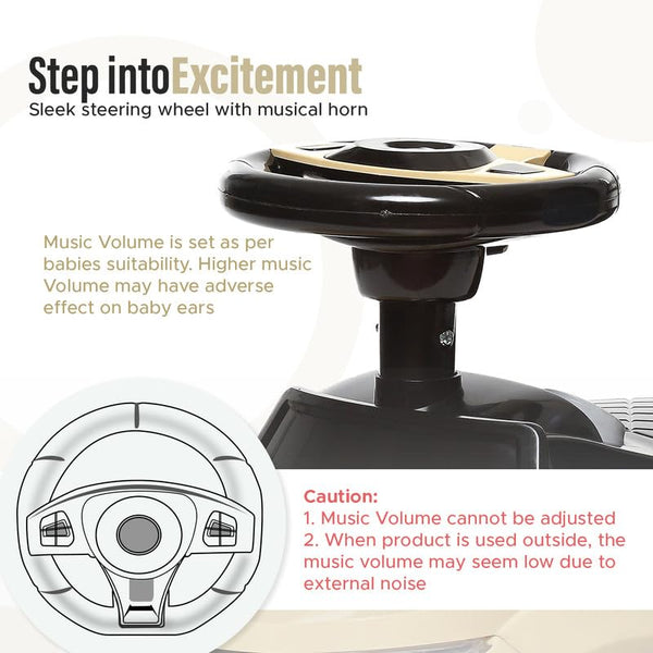 Dash Evok Stylish Manual Ride on Car with Back Rest (1 Years Plus) - Brown