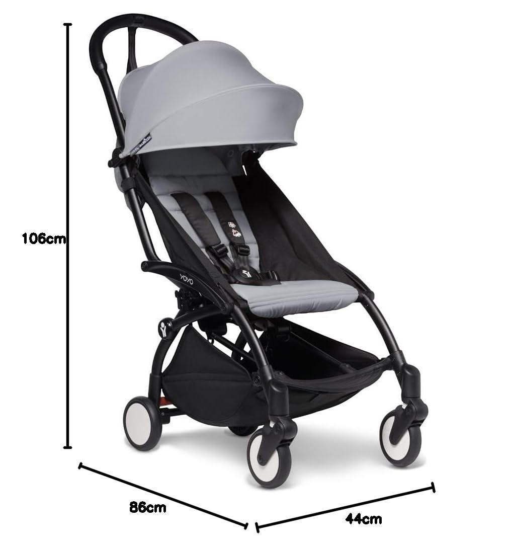 Babyzen Stroller YOYO² with 6+ Color Pack - Black Frame - Grey