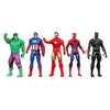 Marvel 6-Inch Hulk, Captain America, Iron Man, Spider-Man, & Black Panther Action Figure Set with Shield Accessory