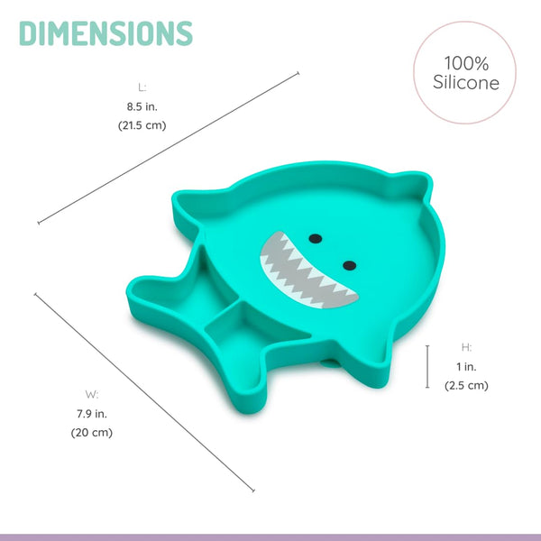 Melii Divided Silicone Suction Plate - Shark