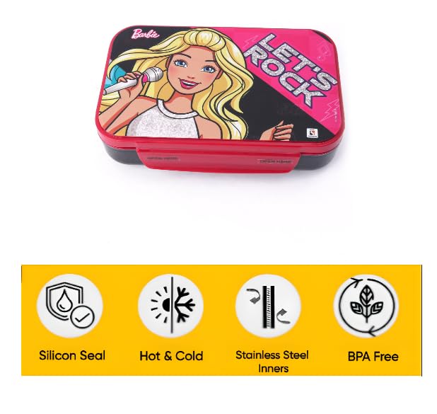 Striders Barbie 2-Compartment Stainless Steel Lunch Box 700 ml Multicolour