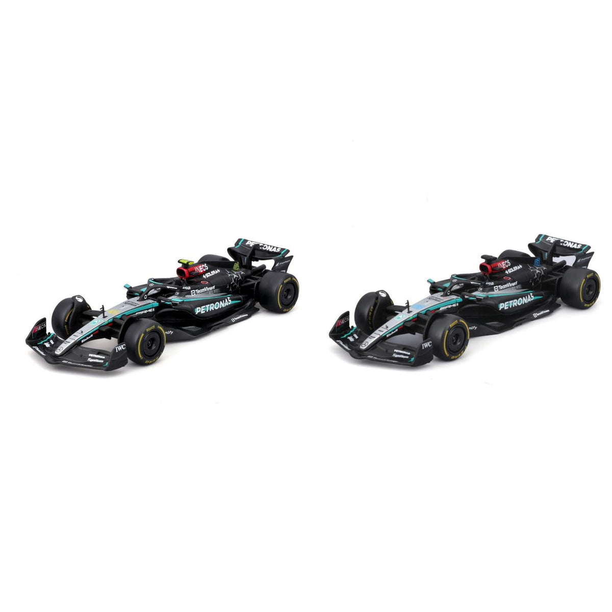 Bburago 1/43 Mercedes-AMG W15 Performance Set of 2 F1 Models #44 Lewis Hamilton #63 George Russel