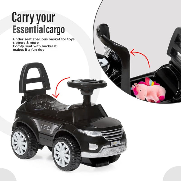 Dash Evok Stylish Manual Ride on Car with Back Rest (1 Years Plus) - Black