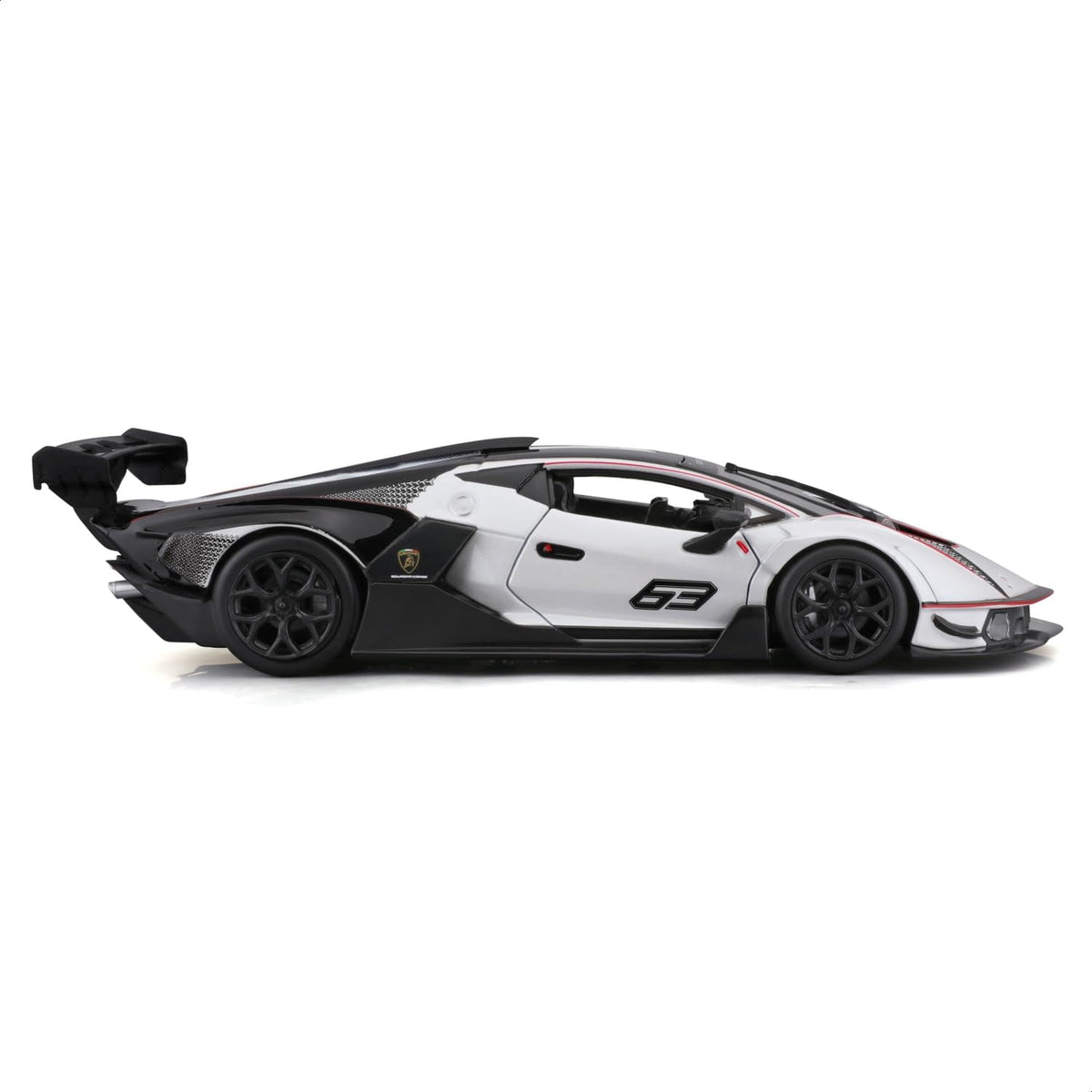 Bburago 1:24 Lamborghini Essenza SCV12 #63 Diecast Model – White & Black