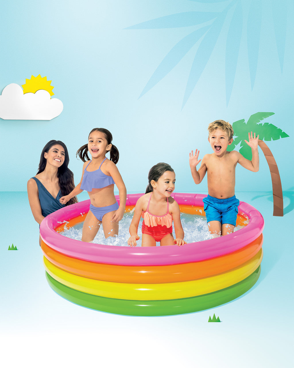 Intex Sunset Glow Inflatable Kiddie Pool 66 x 18 Inches Multicolor
