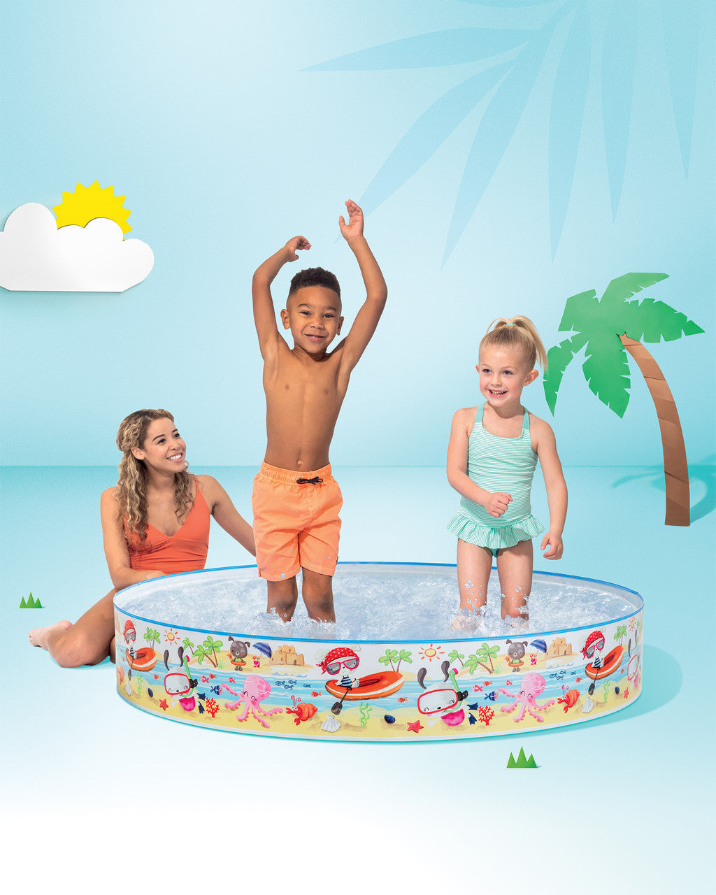 Intex Snapset Fun at the Beach Kiddie Pool 5 ft x 10 in – Multicolor