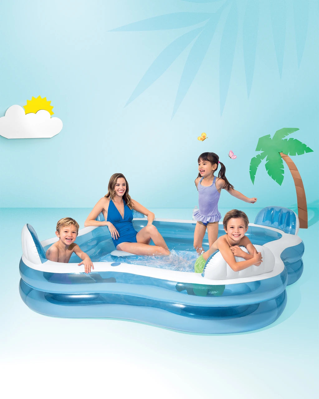 Intex Swim Center Square Inflatable Family Lounge Pool 229 x 229 x 66 cm Blue & White