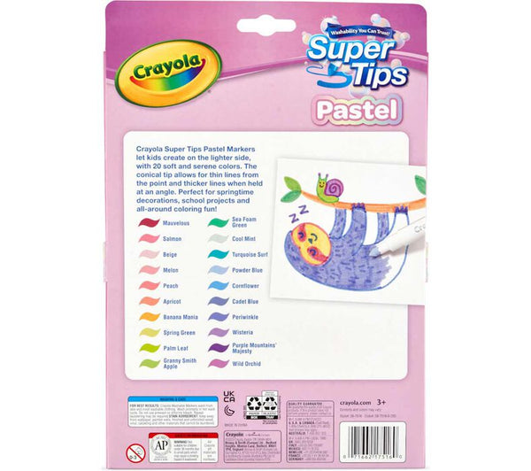 Washable Super Tips, Pastel Markers, 20 Count
