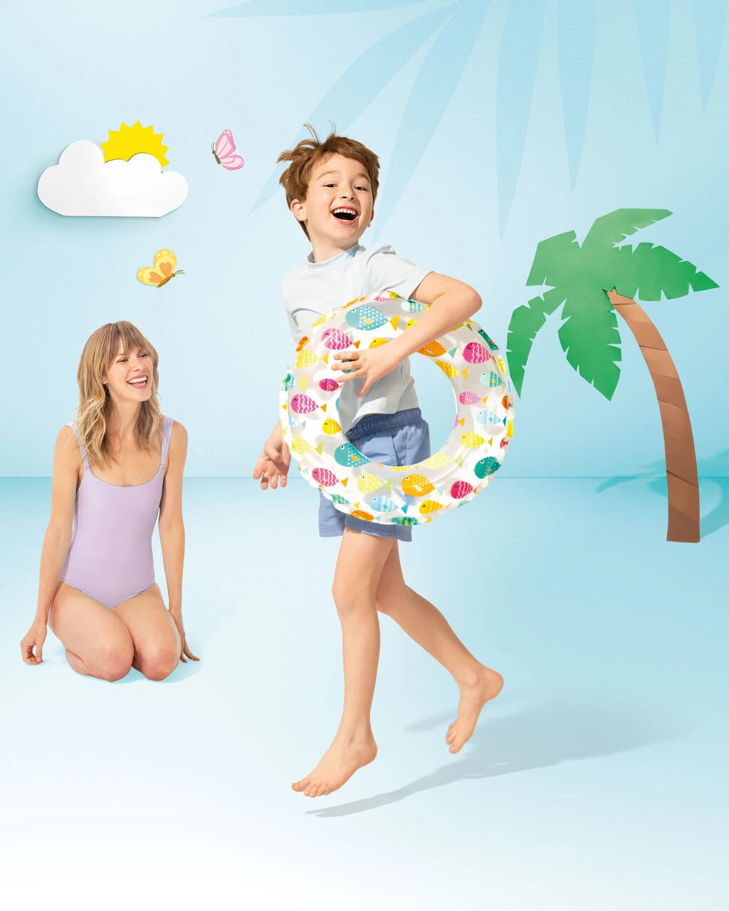 Intex Lively Print Inflatable Swim Ring 20in 3–6Y – Assorted