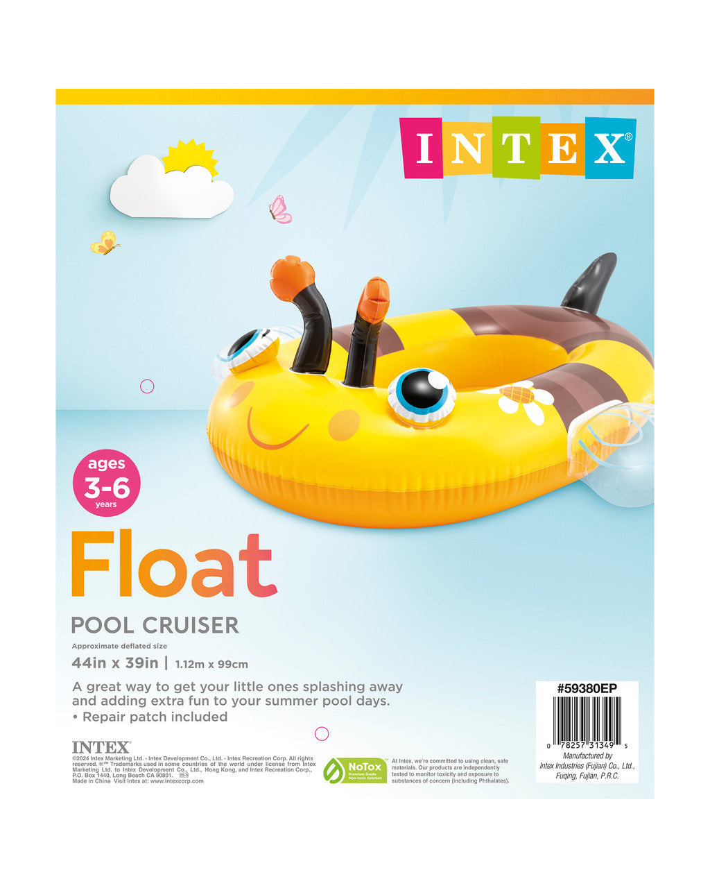 Intex Pool Cruiser Inflatable Ride-On 42 x 30 Inches Bee Yellow & Black