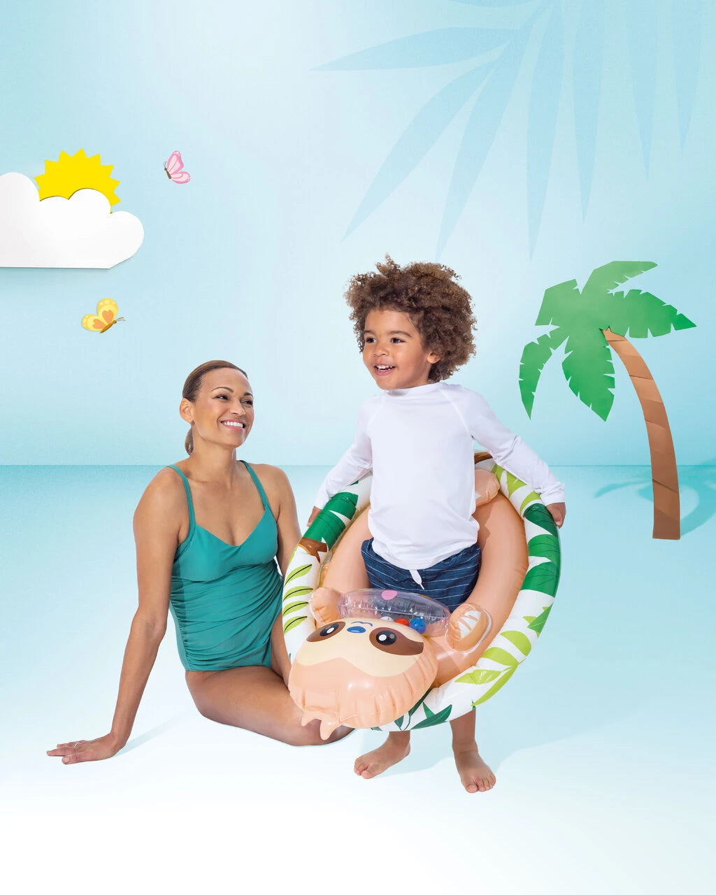 Intex See-Me-Sit Rider Inflatable Pool Float 32 x 23 Inches Sloth Multicolor