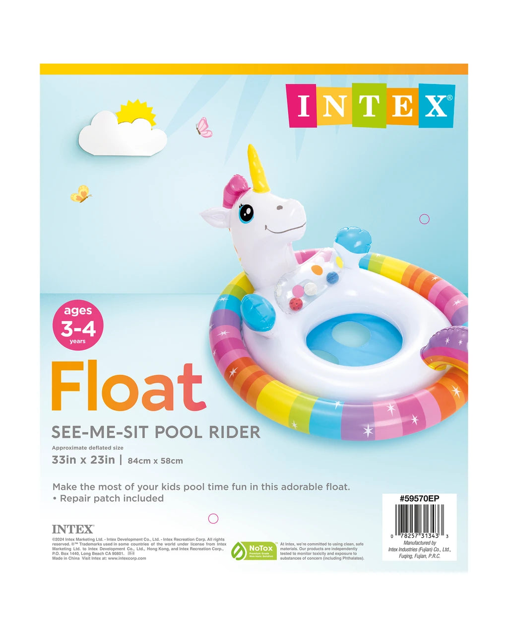 Intex See-Me-Sit Rider Inflatable Pool Float Unicorn 84 x 58 cm Multicolor