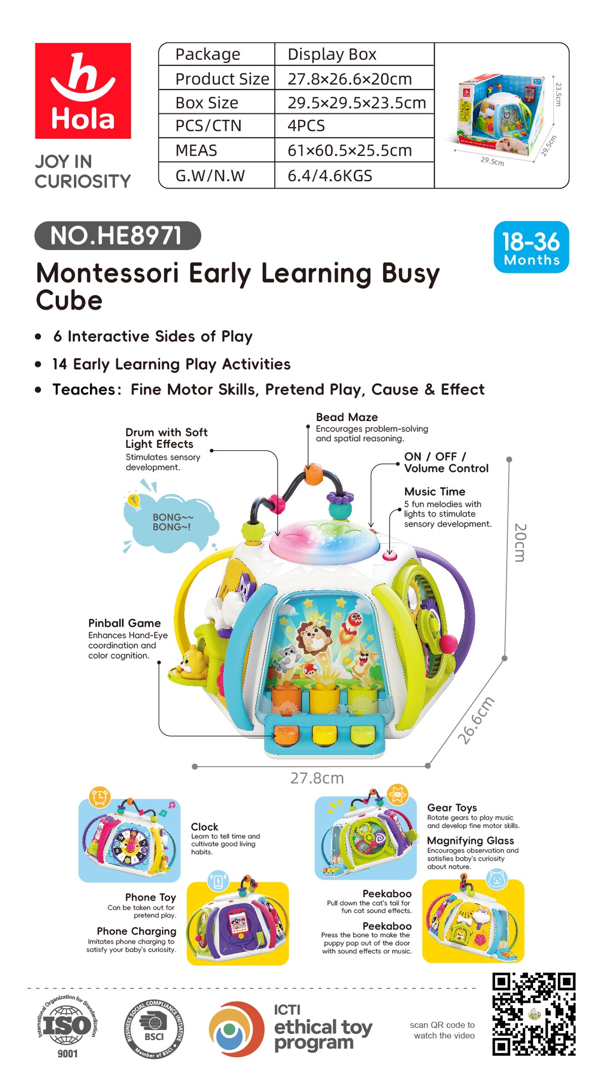 Hola Montessori Early Learning Busy Cube HE8971