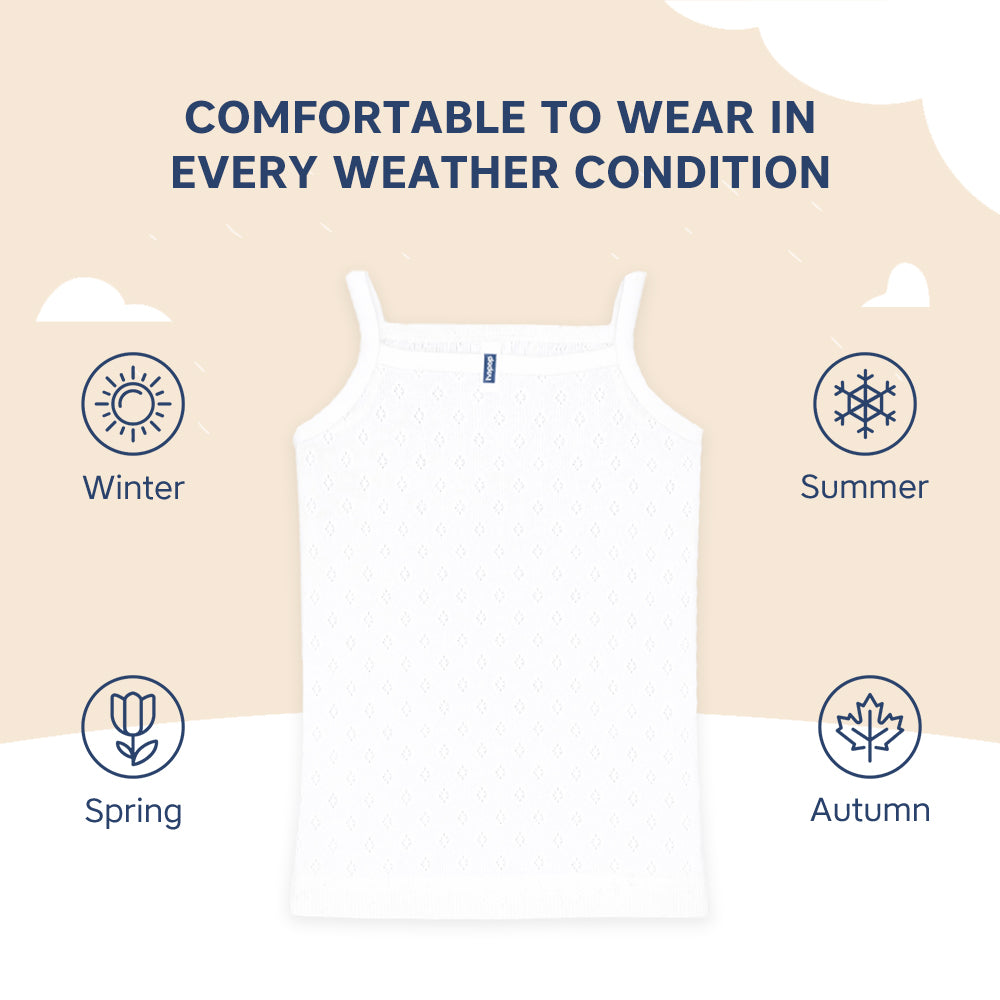 Hopop Girls’ Sleeveless Cotton Camisole Vest - 1-2 Years to 9-10 Years - White
