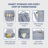 Hopop Portable & Stylish Baby Diaper Bag Travel Friendly & Spacious Grey