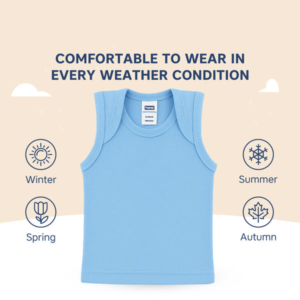 Hopop Envelope Neck Sleeveless Cotton Vest Pack Of 1 - Assorted