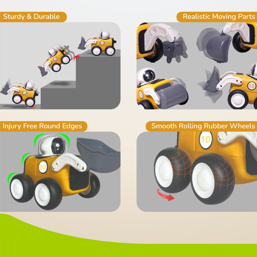 R For Rabbit Orapple Rover 4-Piece Mini Construction Vehicle Set Of 4 12M+