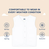 Hopop Baby Front Open Sleeveless Cotton Vest Preemie–12M – White