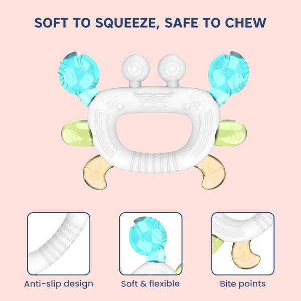 Hopop Silicone Baby Teether | Sensory Chew Toy for Gum Relief | Pack of 1- Assorted