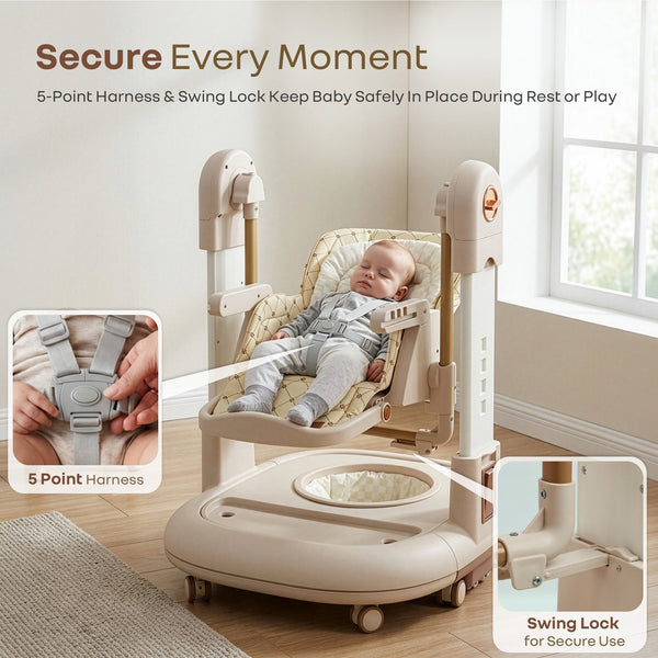 R for Rabbit High Chair Marshmallow Trio 3 in 1 6M–5Y Up to 20kg – Beige