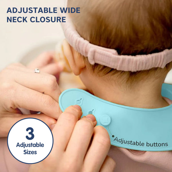 Hopop Easy Clean Waterproof Silicone Bib with Crumb Catcher 6M+ Assorted Print