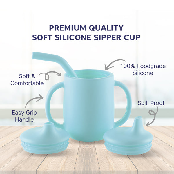 Hopop 3-in-1 Sipper Cup with Spout & Straw 210 ml Grey