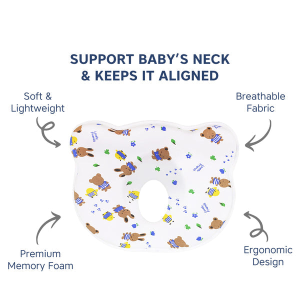 Hopop Memory Foam Baby Head Shaping Pillow Newborn & Infant Friends