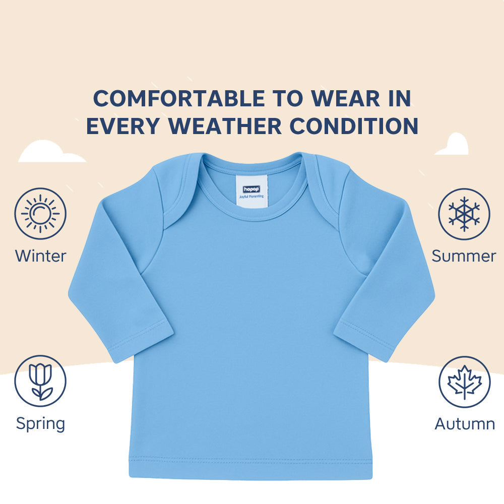 Hopop Baby Envelope Neck Full Sleeve Cotton Vest Single Piece Preemie–2Y – Multicolor