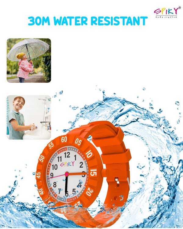 Spiky Stylish Analog Watch for Kids Boys and Girls EVA43C - Orange
