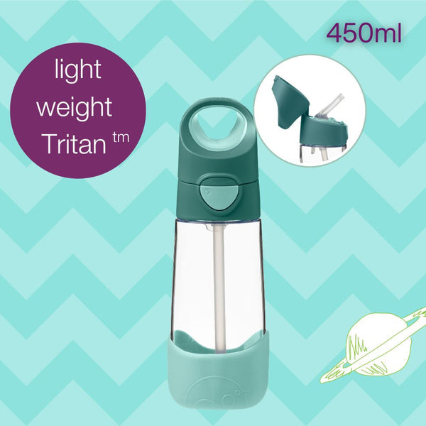 B Box Tritan Straw Drink Bottle 450Ml - Emerald Forest Green