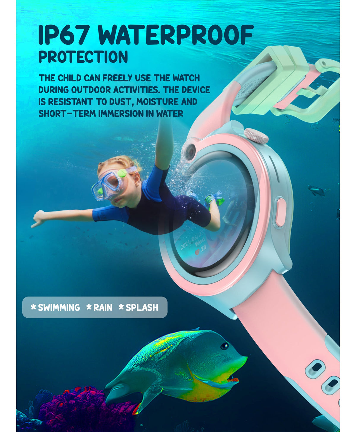 Spiky Cacus 4g Video & Voice Calling Smartwatch with GPS - Pink