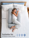 Momcozy U Shaped Cooling Fabric Maternity Body Pillow Full Body – Grey
