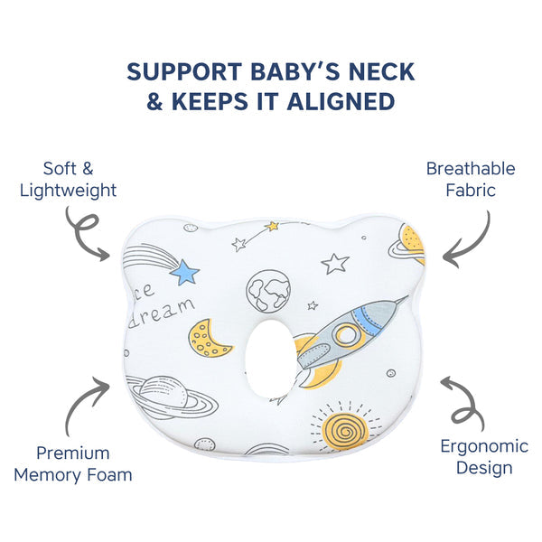 Hopop Baby Pillow Head Shaping Memory Foam Newborn & Infant β Astro