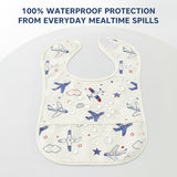 Hopop Easy-Clean Waterproof Baby Bib with Crumb Catcher - Assorted Prints