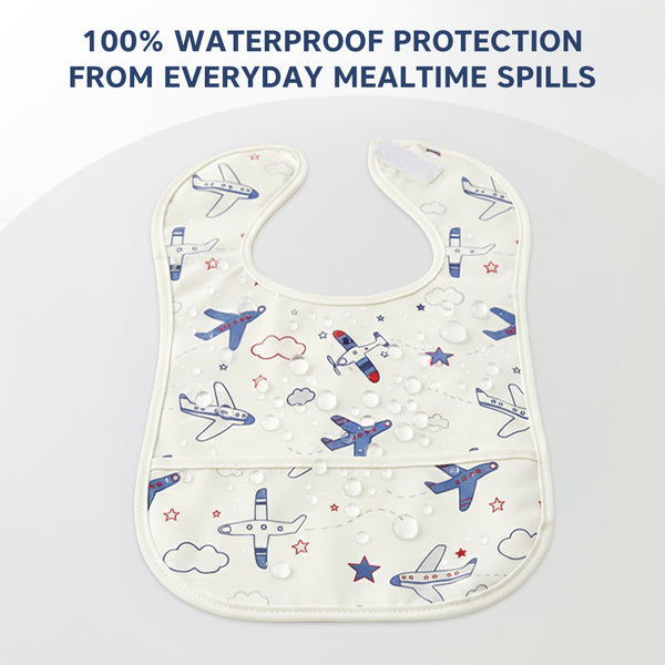 HopopEasy-Clean Waterproof Baby Apron Bib with Crumb Catcher Asorted