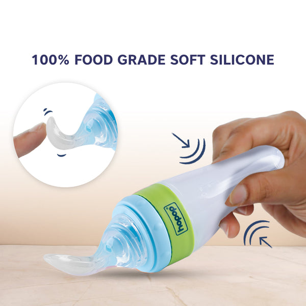 Hopop Soft Squeezy Silicone Spoon Food Feeder 90 ml Blue