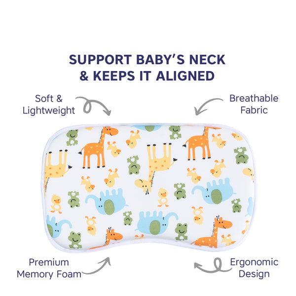 Hopop Soft Memory Foam Baby Head Shaping Pillow - Giraffe