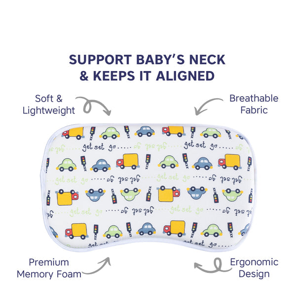 Hopop Soft Memory Foam Baby Head Shaping Pillow - Transport
