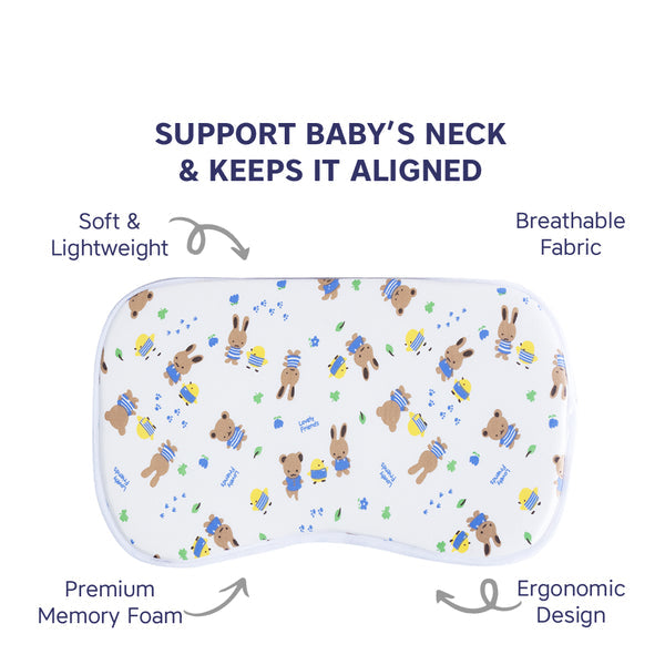 Hopop Soft Memory Foam Baby Head Shaping Pillow - Friends