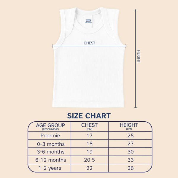Hopop Envelope Neck Sleeveless Cotton Vest - White