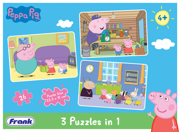 Frank Peppa Pig 3-in-1 Puzzles 26Pcs