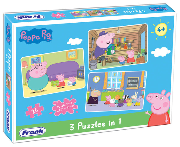 Frank Peppa Pig 3-in-1 Puzzles 26Pcs