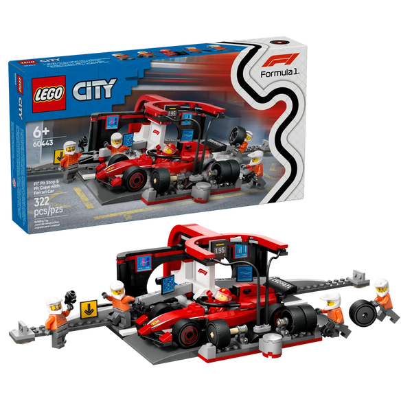 LEGO City F1 Pit Stop & Pit Crew With Ferrari Car 6+ 322Pcs 60443