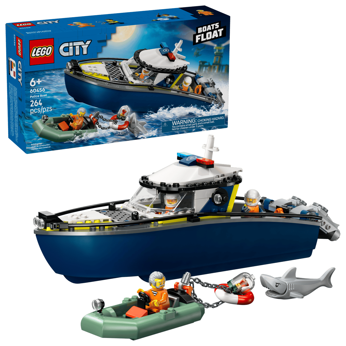 LEGO City Police Boat Chase 264 Pieces 6Y+ – Multicolor