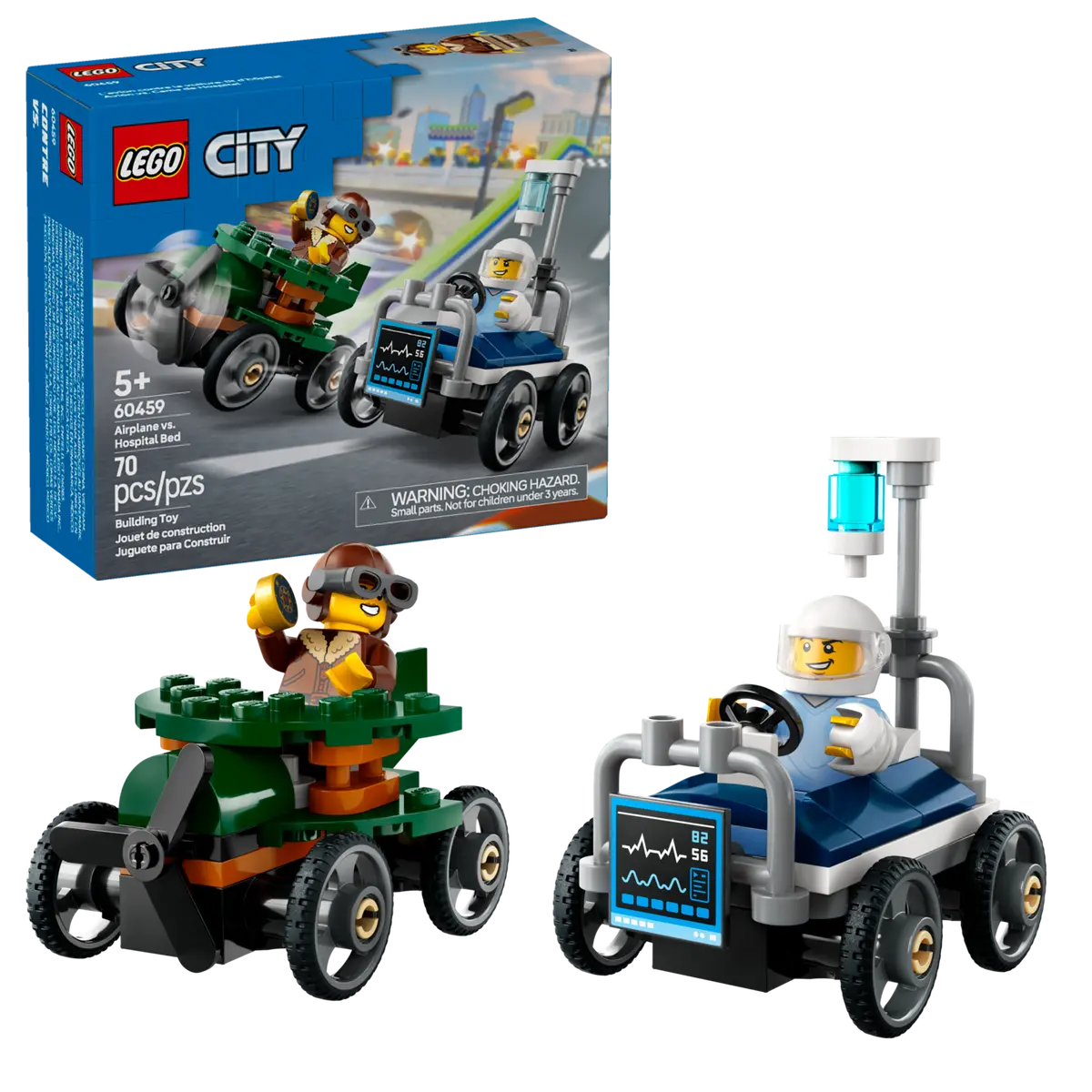 LEGO City Airplane vs. Hospital Bed Race Car Pack 5+ 70Pcs 60459